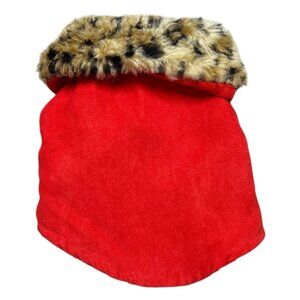 Dickens Closet Pet Jacket Pet Size XS Red Leopard Fur Trim